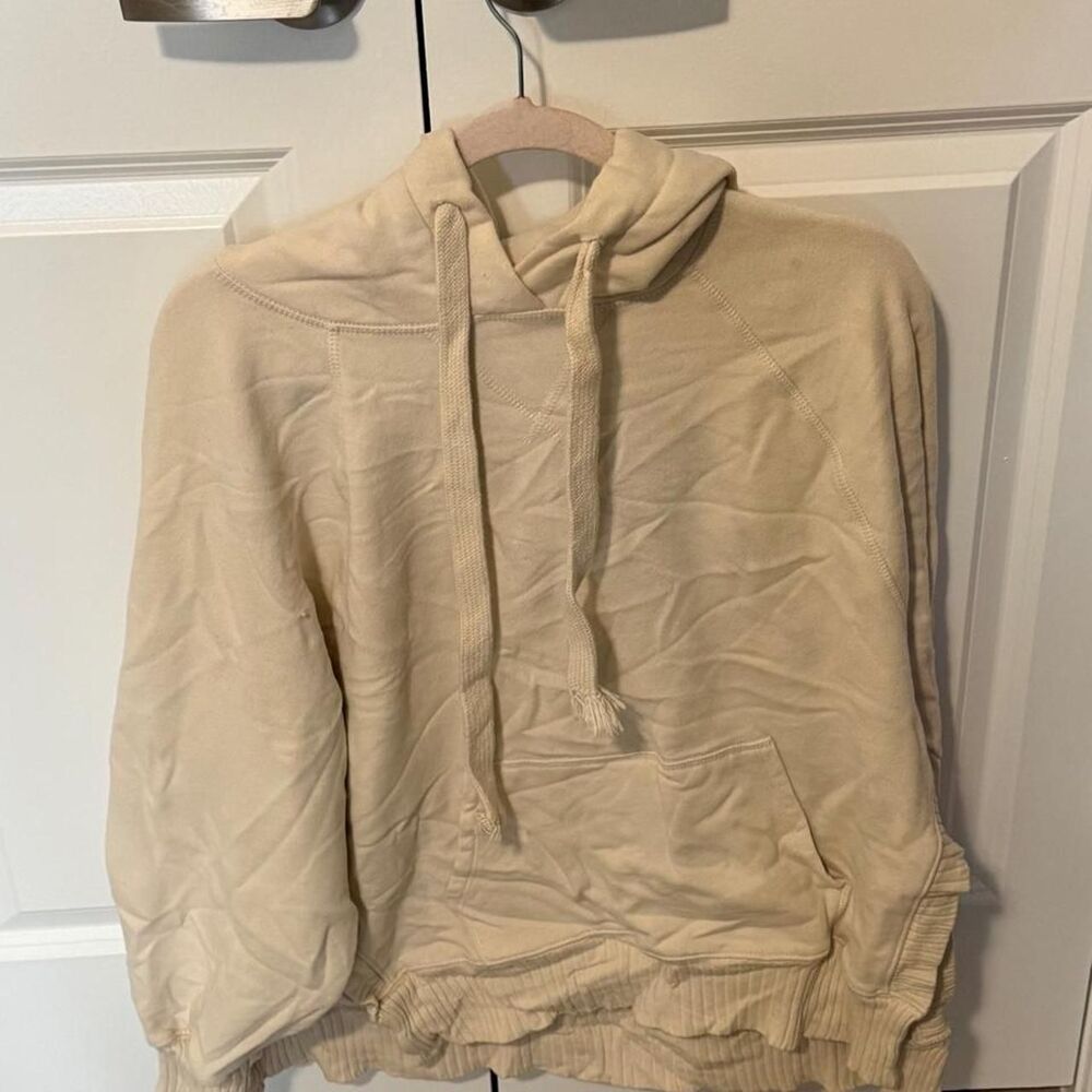 American-eagle Women's Cream and White Hoodie